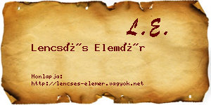 Lencsés Elemér névjegykártya