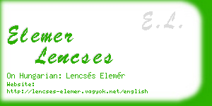 elemer lencses business card